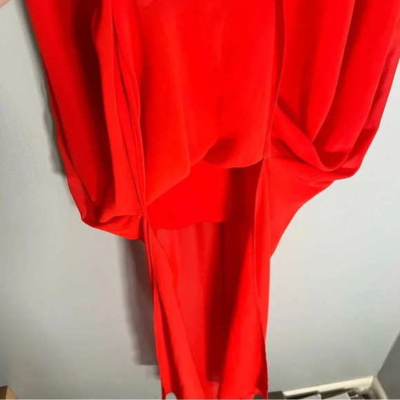 Vince Camuto Maxi Dress NEW Red/Orange Sheer Overlay Size XL Holiday Stretch NWT - Picture 8 of 12